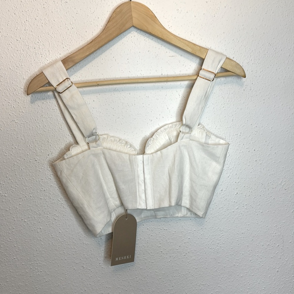 Meshki Hilaria Cupped Linen Crop Top White XS NWT - Picture 6 of 10